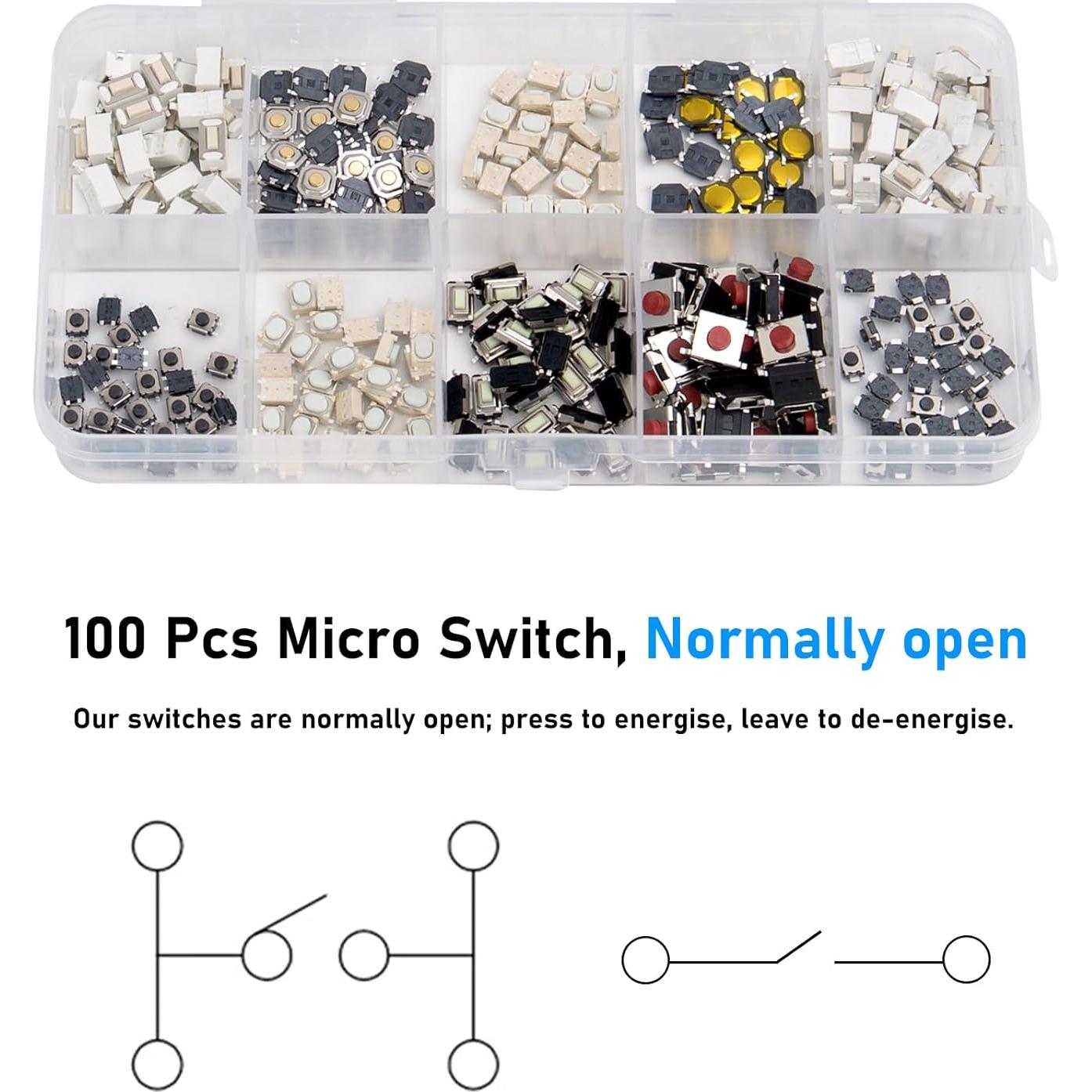 200 Micro Interruptores Momentáneos Abiertos SCOOYUCK 12.8x6.4cm