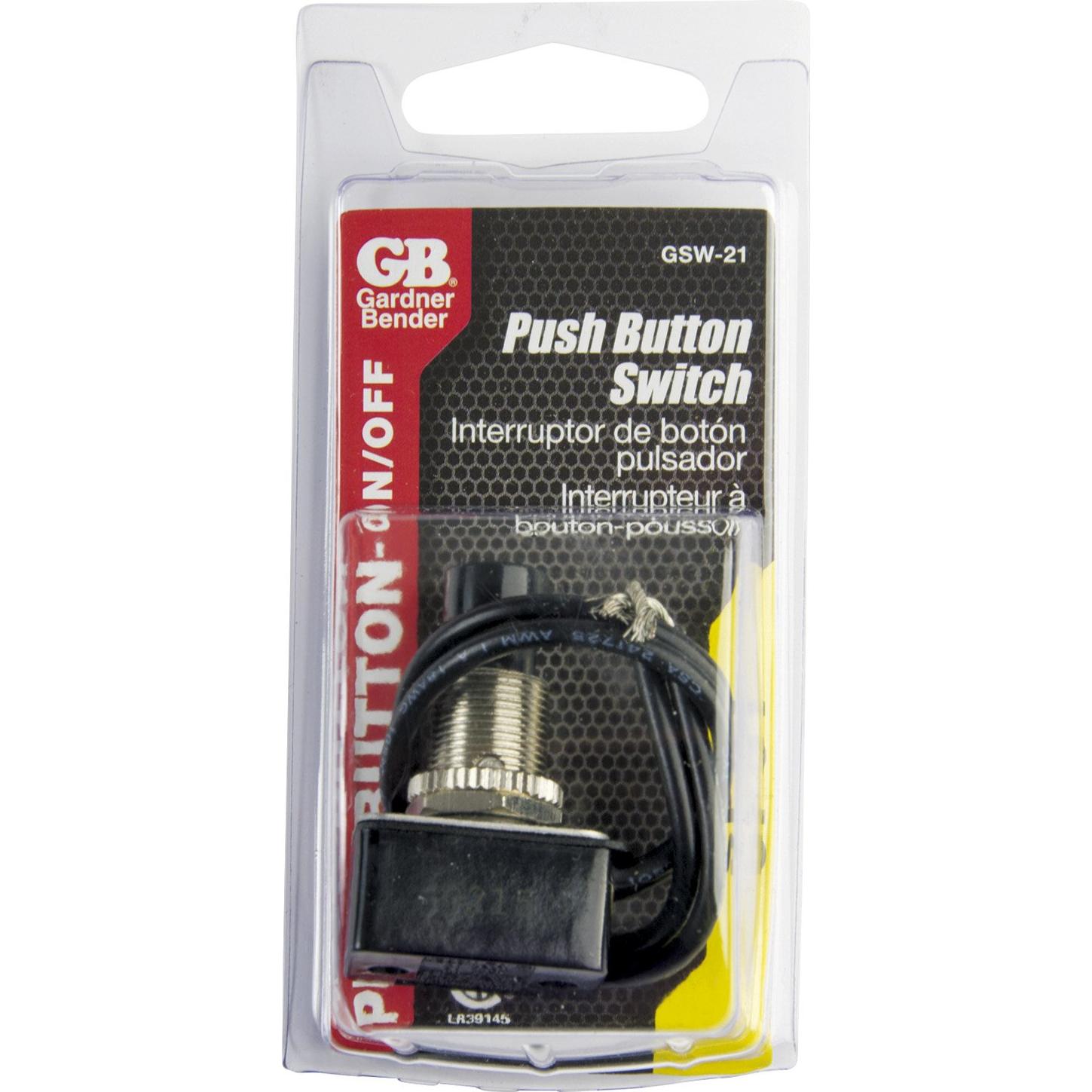 Interruptor pulsador Gardner Bender GSW-21 SPST 10A 125V Negro