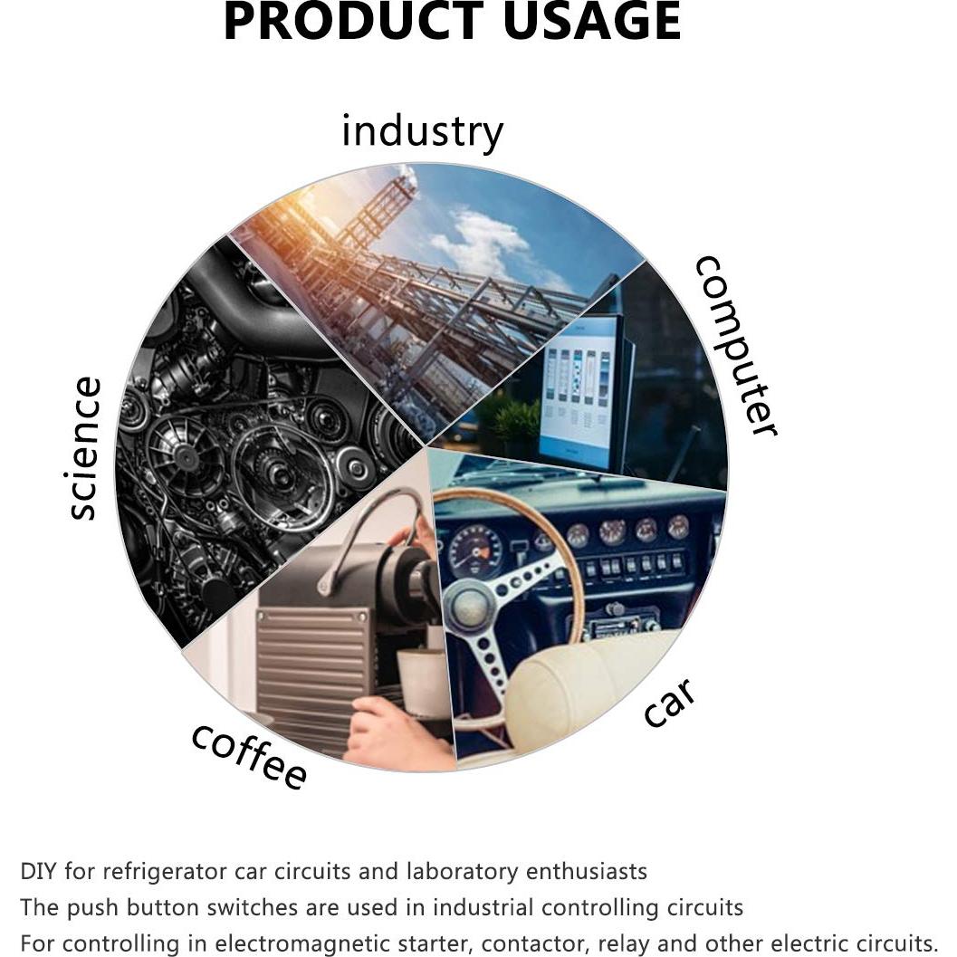 Interruptor Momentáneo Clyxgs 2 Pines 1A 250V AC Negro y Rojo 30 PCS