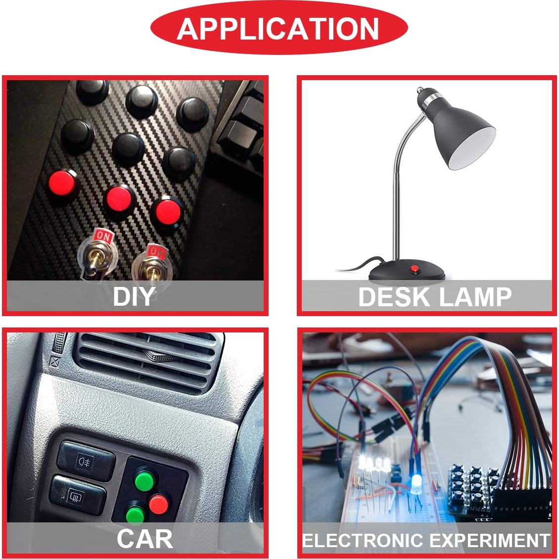 Interruptor de Botón Pulsador Mini Auto-bloqueo 12mm 18 Piezas