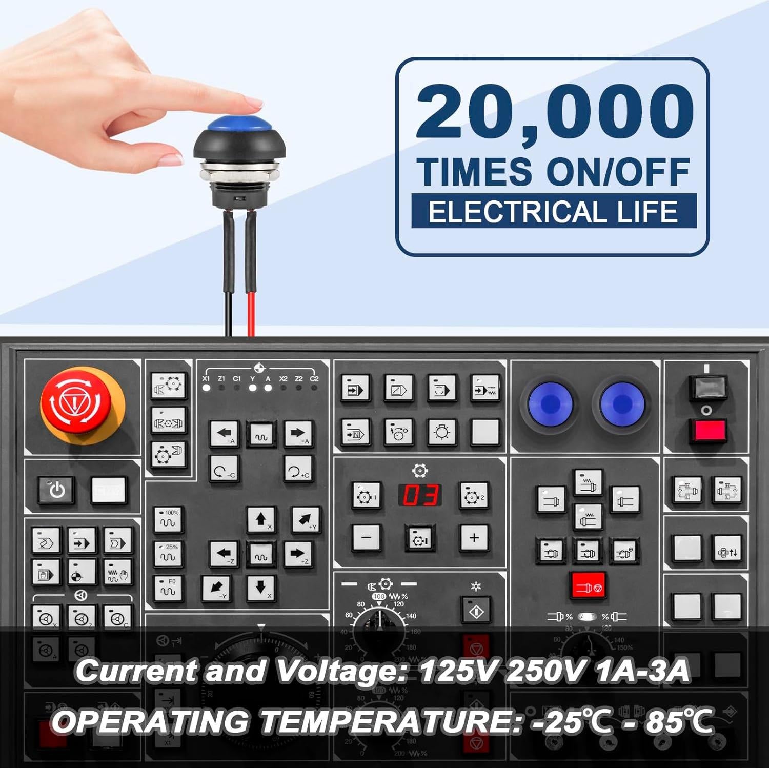 Interruptor Momentáneo a Prueba de Agua VEXUNGA 12MM Azul 6Pcs