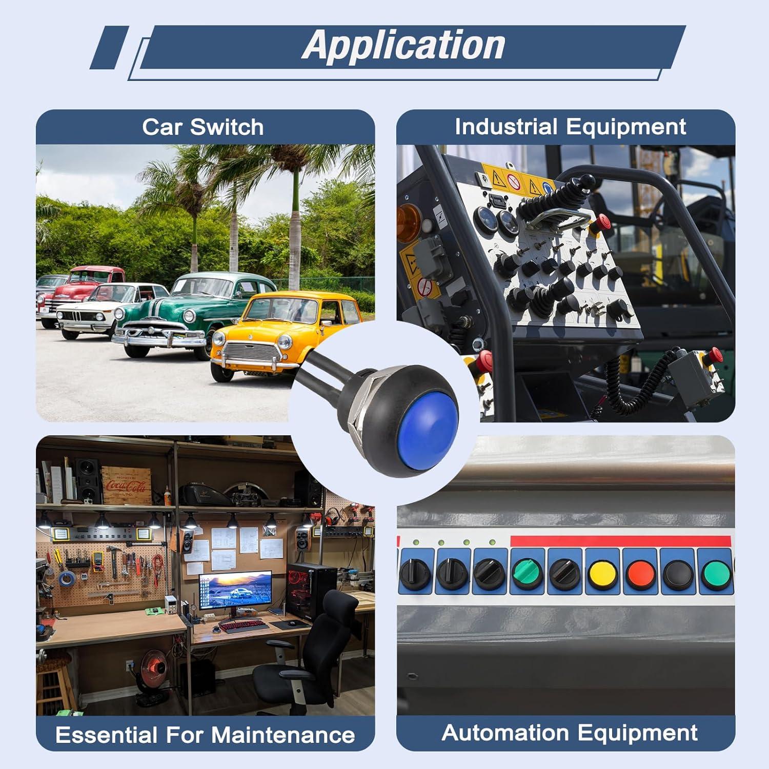 Interruptor Momentáneo a Prueba de Agua VEXUNGA 12MM Azul 6Pcs