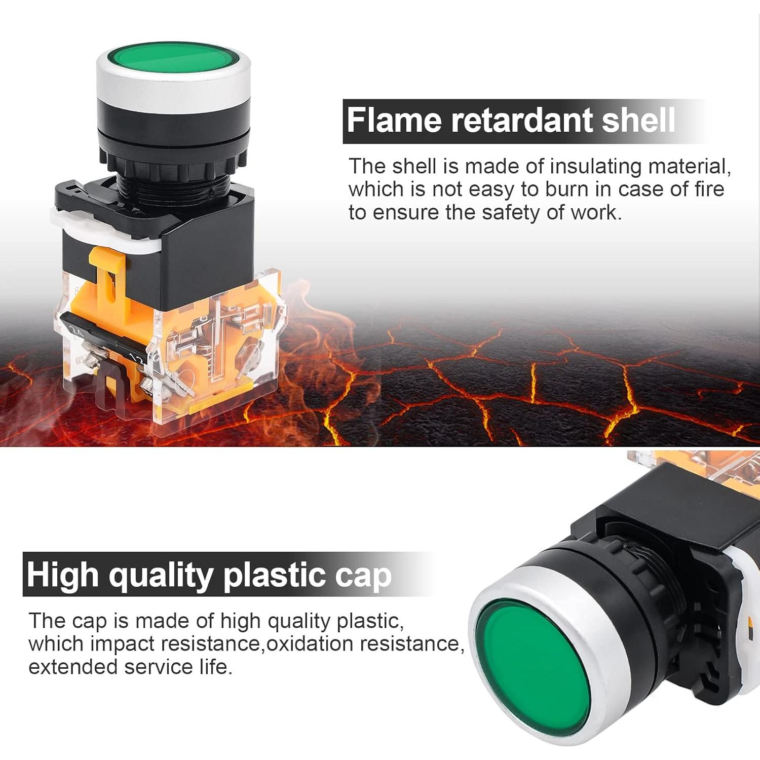 Interruptor Momentáneo Rojo y Verde Minyu 1NO 1NC Auto-Reinicio