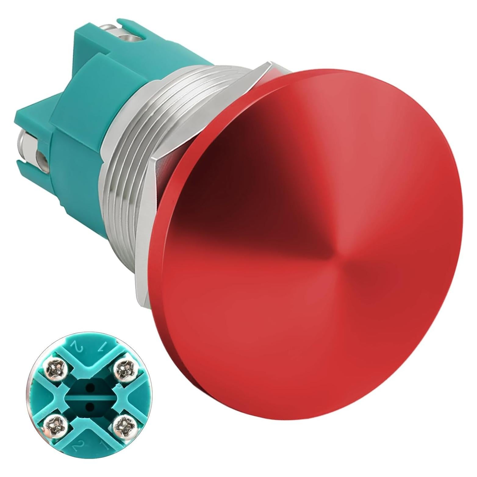 Interruptor pulsador ZJWZJH 10A 22mm Rojo IP66 Acero inoxidable