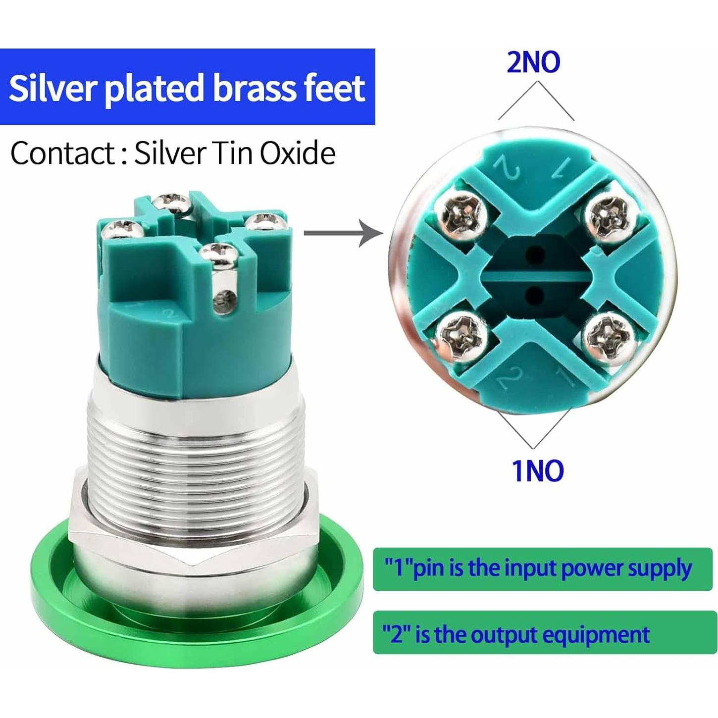 Interruptor pulsador ZJWZJH 10A 22mm Rojo IP66 Acero inoxidable