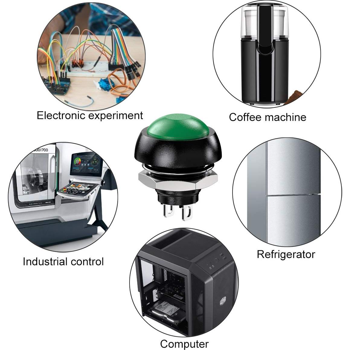 Interruptor de Botón Momentáneo Impermeable DIYhz 12mm 14 Colores