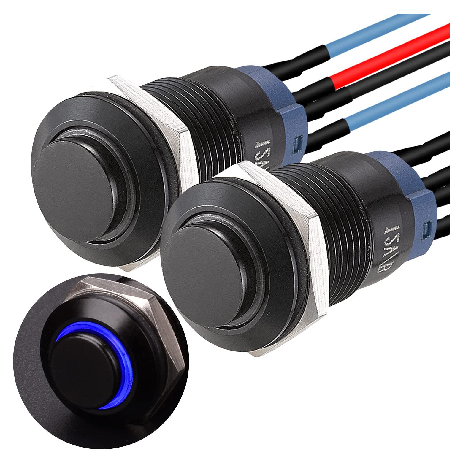 Interruptor de Botón Momentáneo APIELE 12mm LED Impermeable