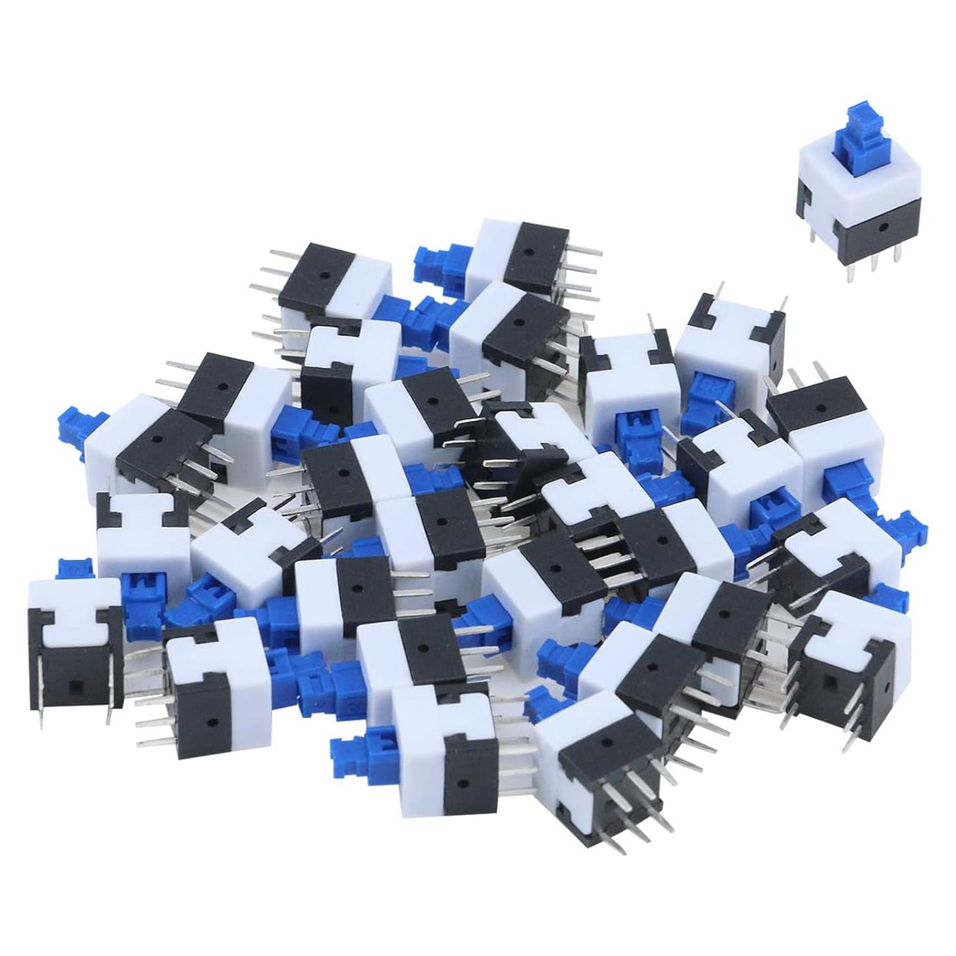 Interruptor de Botón Antrader 30 Pcs 6 Pines DPDT Auto-Bloqueante