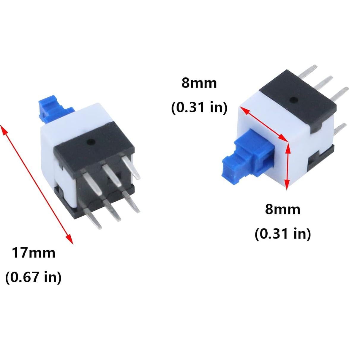 Interruptor de Botón Antrader 30 Pcs 6 Pines DPDT Auto-Bloqueante