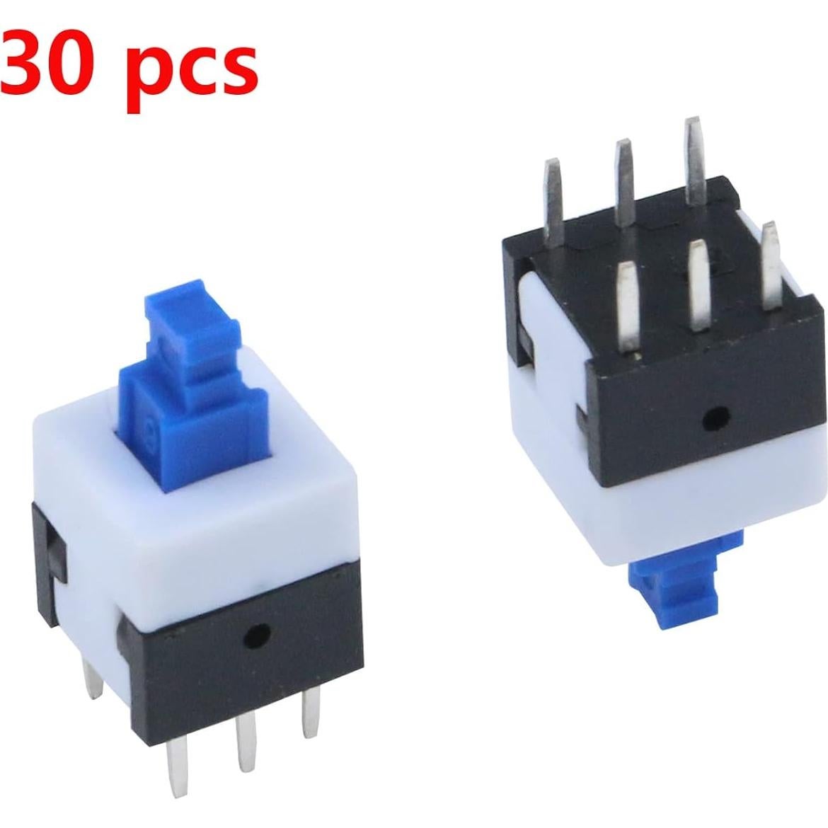 Interruptor de Botón Antrader 30 Pcs 6 Pines DPDT Auto-Bloqueante
