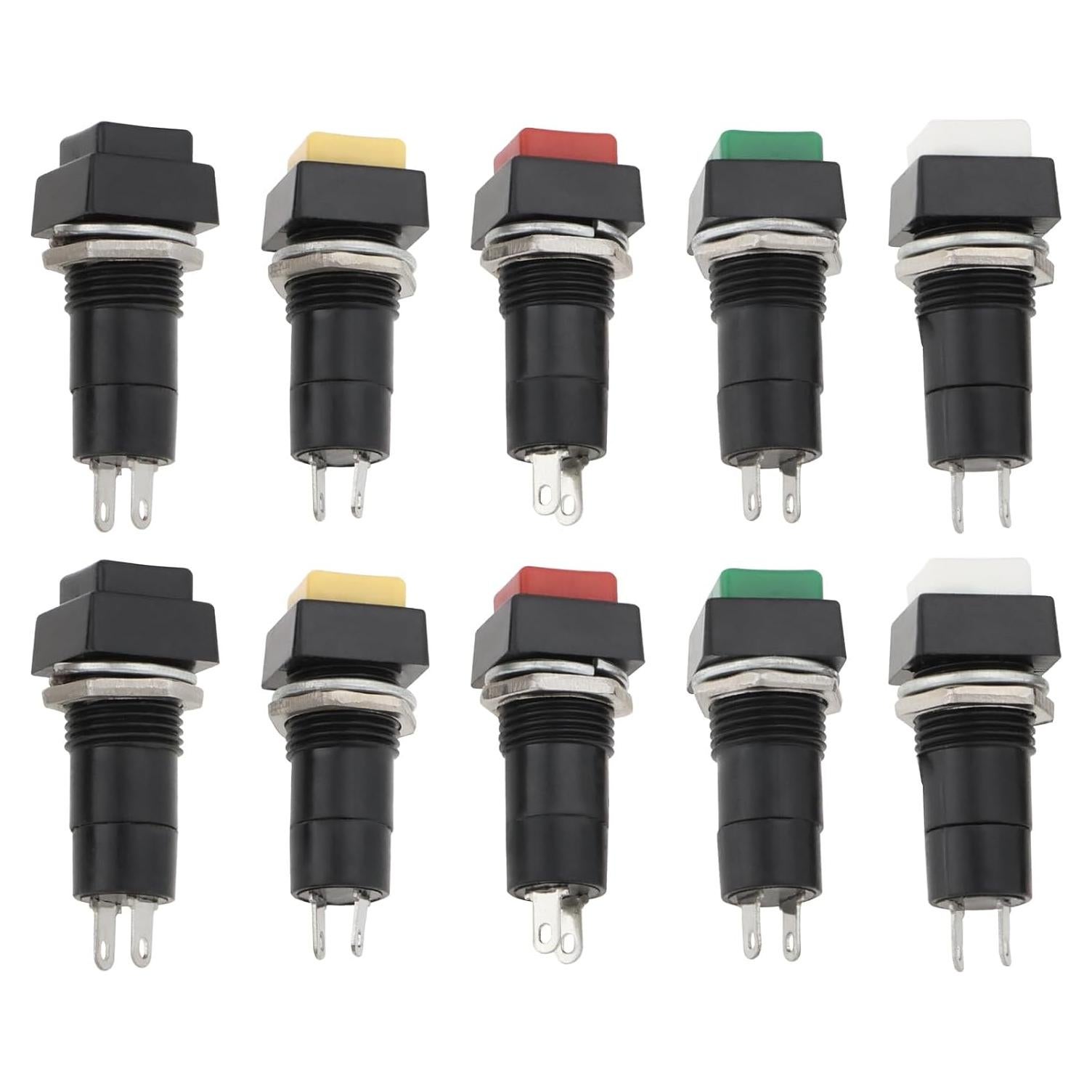 10 Interruptores Momentáneos SPST 12mm YINETTECH Colores