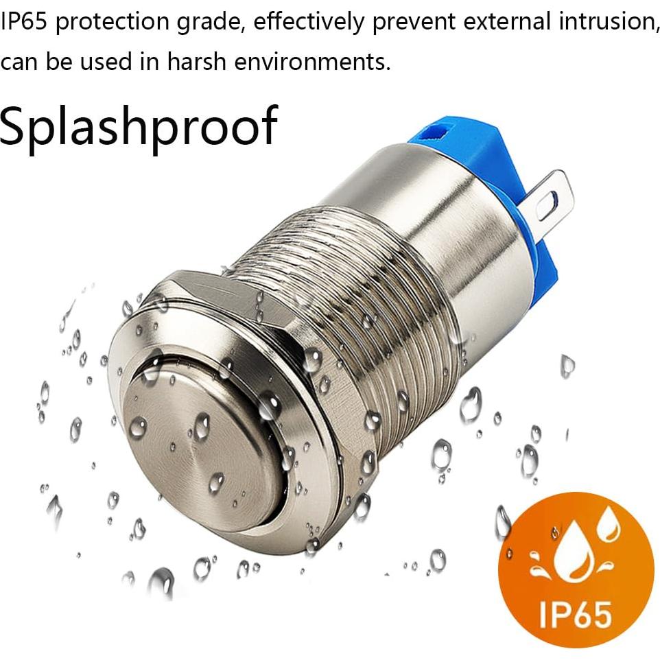 4 Interruptores de Botón Pulsador Impermeables 12mm Gebildet