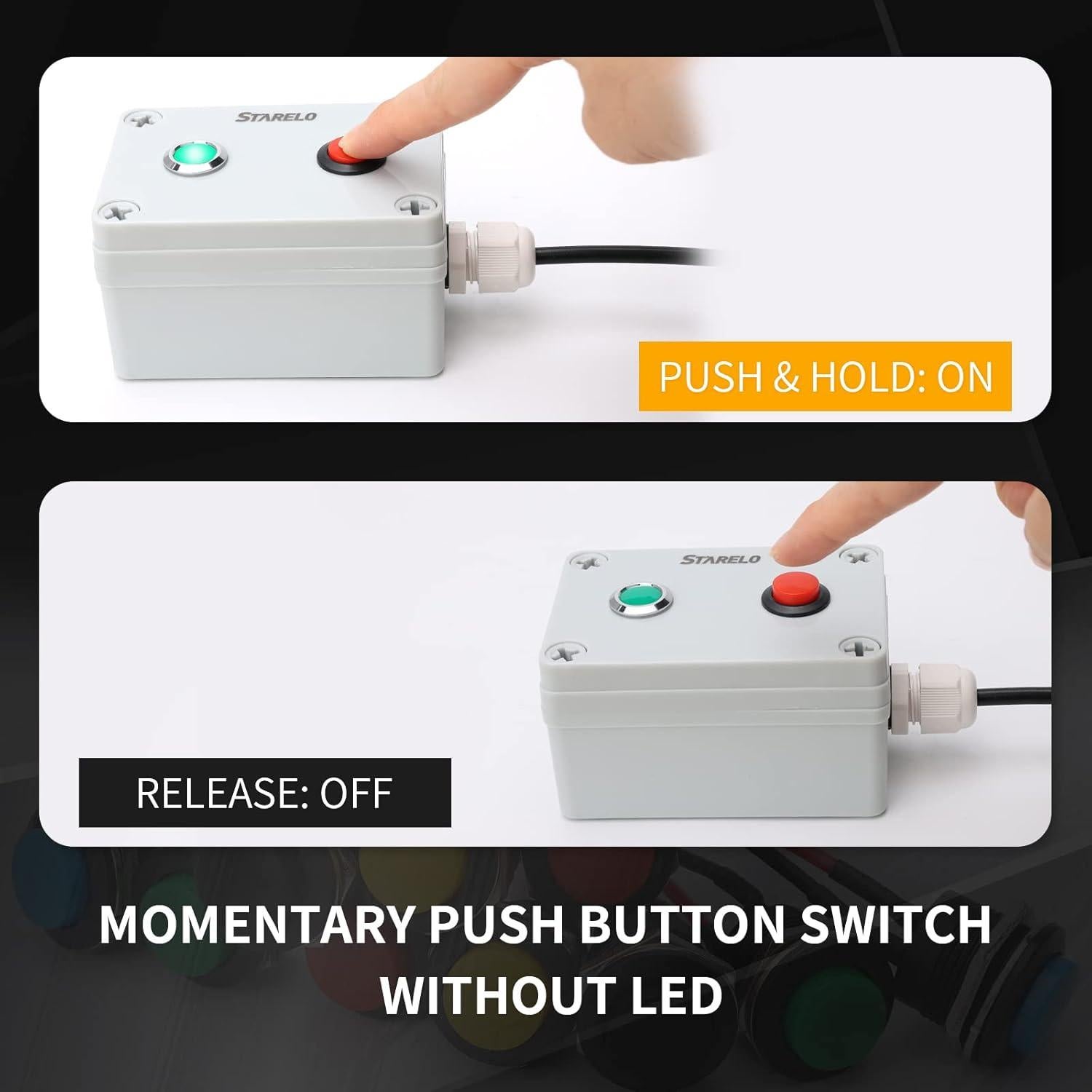 Interruptor de Botón Redondo STARELO R13-507 16mm Rojo 5Pcs