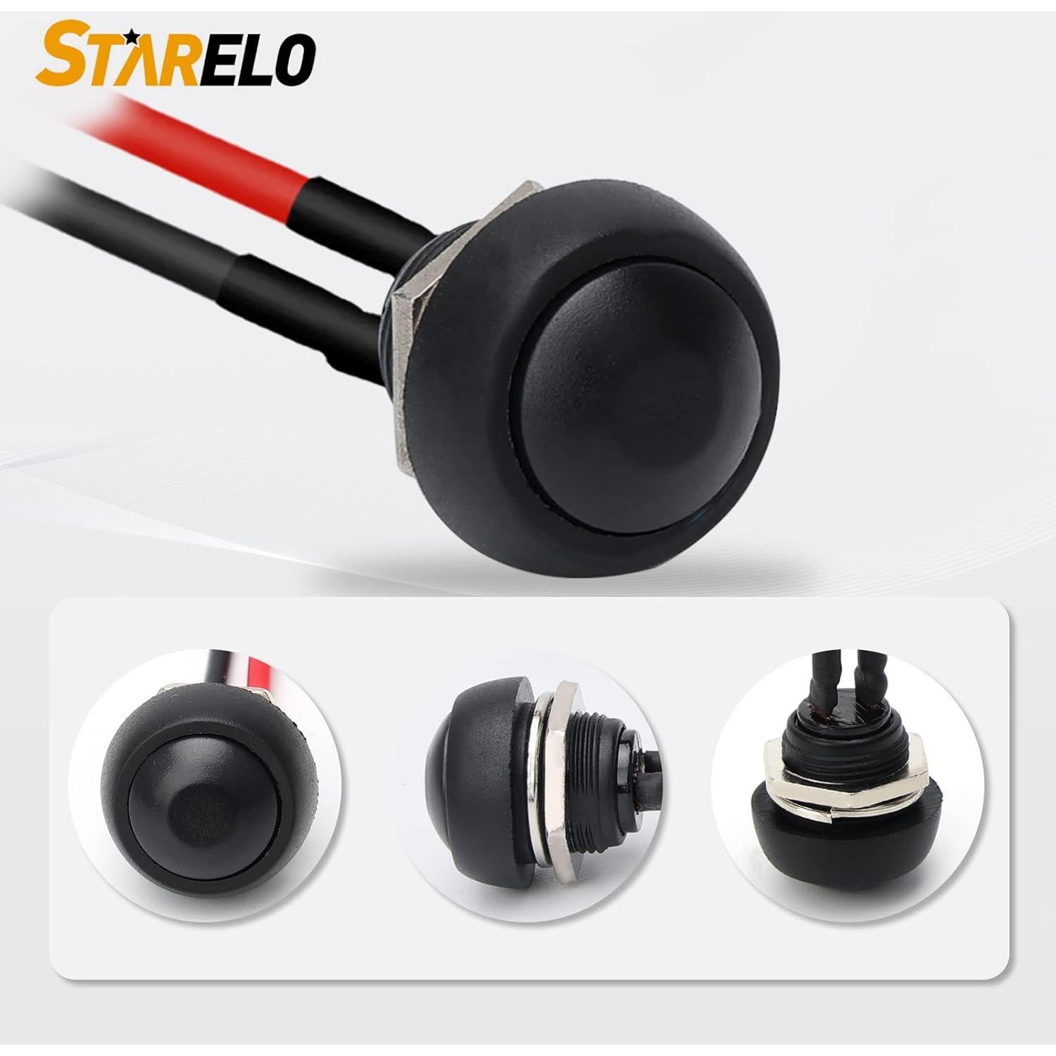 Interruptor de Botón Redondo STARELO 12mm 6PCS SPST 3A 125V