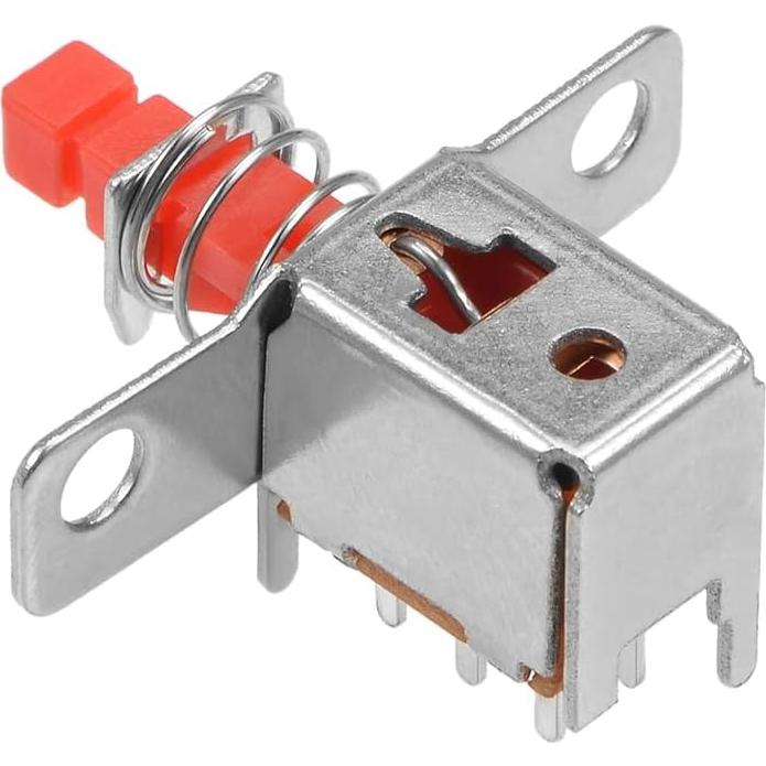 Interruptor DPDT 6 Pines uxcell Auto-bloqueante Rojo 5pcs