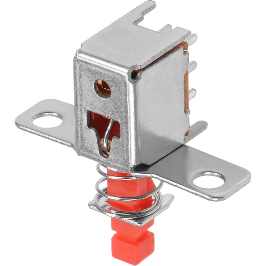 Interruptor DPDT 6 Pines uxcell Auto-bloqueante Rojo 5pcs