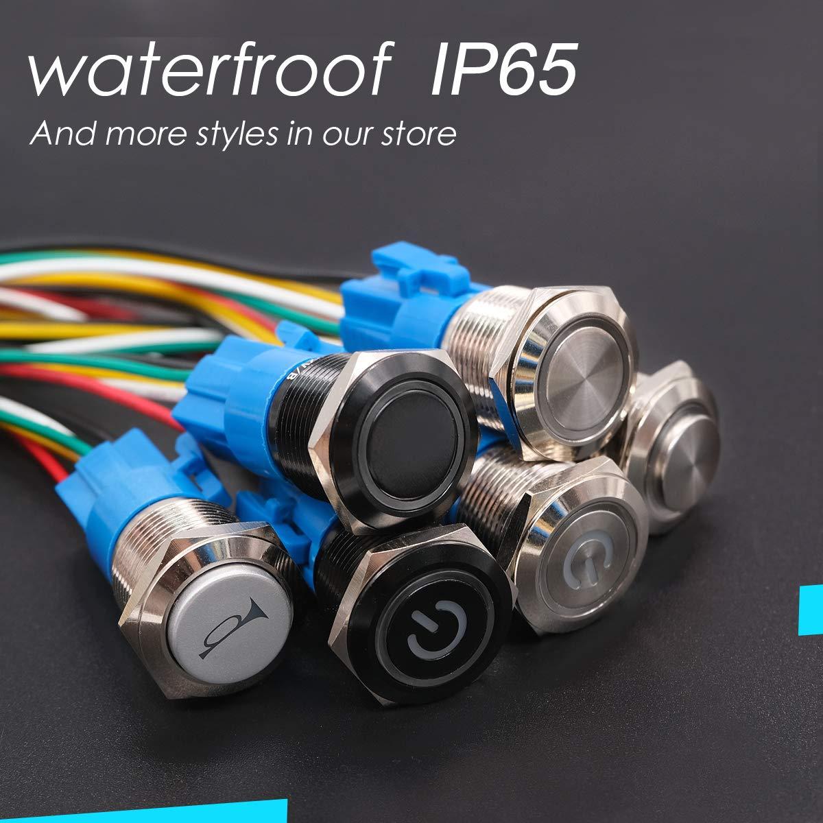 Interruptor a Prueba de Agua 12V mxuteuk 19mm ON/OFF Verde