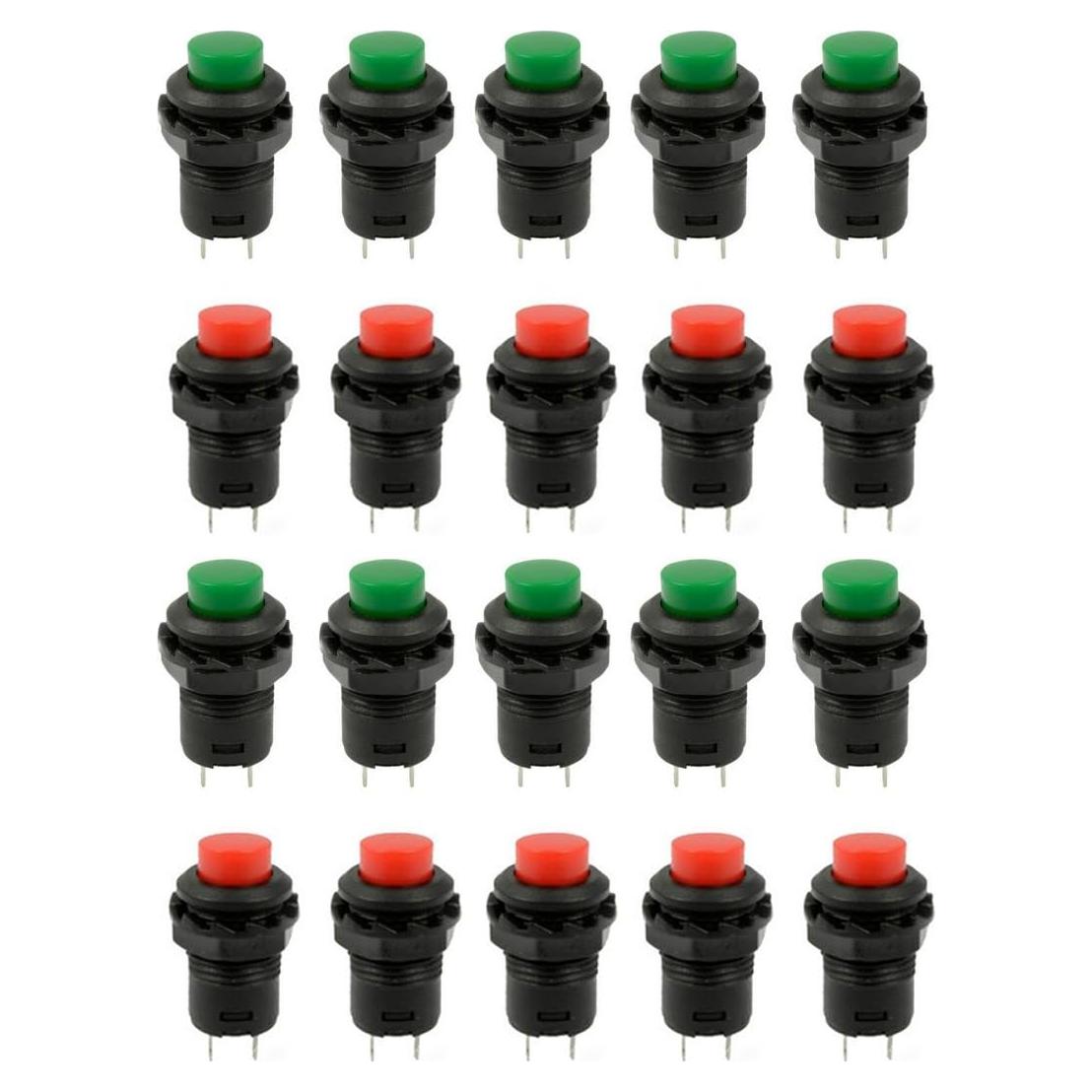 Interruptores de Botón de Presión Honbay 20 Pcs SPST 3A