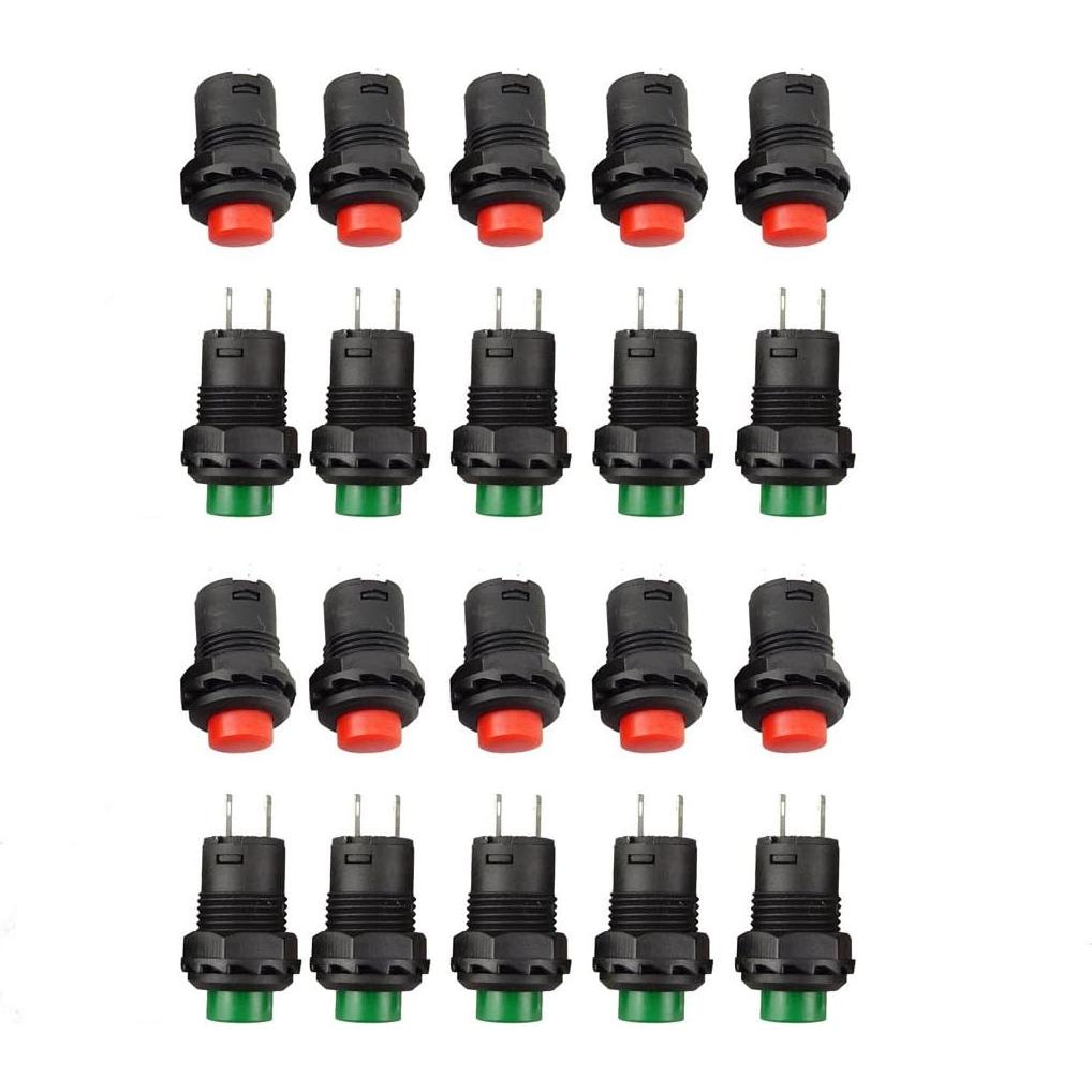 Interruptores de Botón de Presión Honbay 20 Pcs SPST 3A