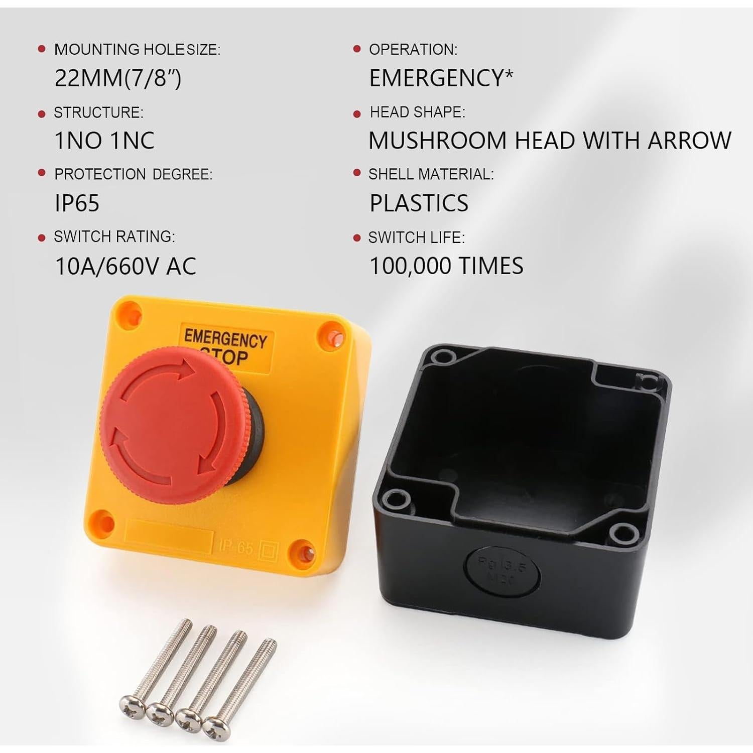 Interruptor de Parada de Emergencia Baomain 660V 2PCS