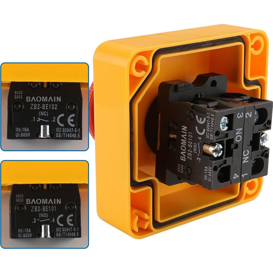 Interruptor de Parada de Emergencia Baomain 660V 2PCS