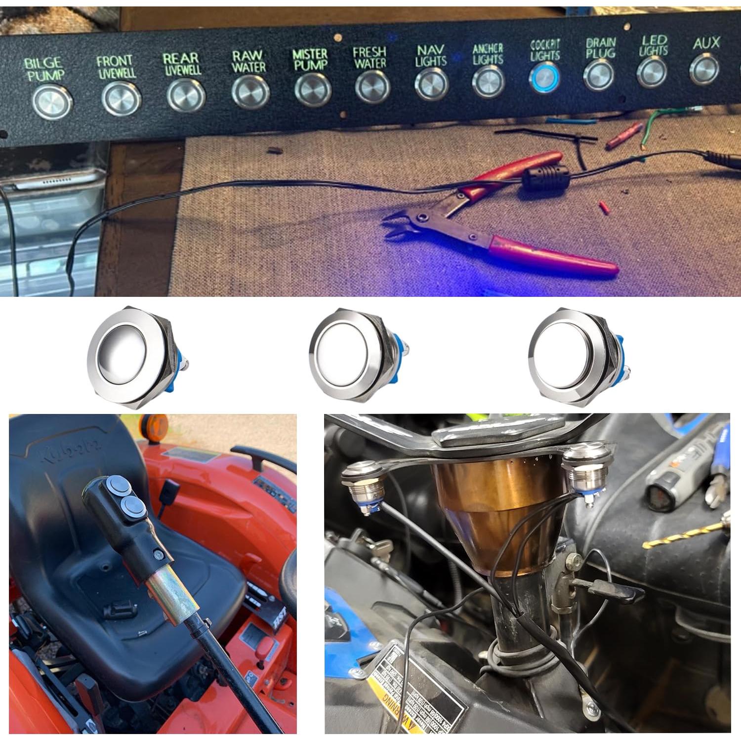 Interruptor de Botón Metálico Lhazemu 16mm 10PCS Automático