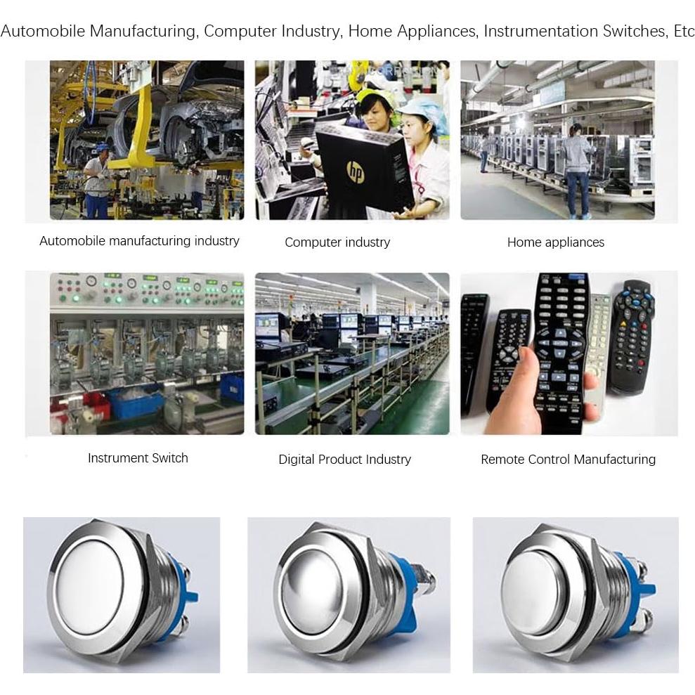 Interruptor de Botón Metálico Lhazemu 16mm 10PCS Automático