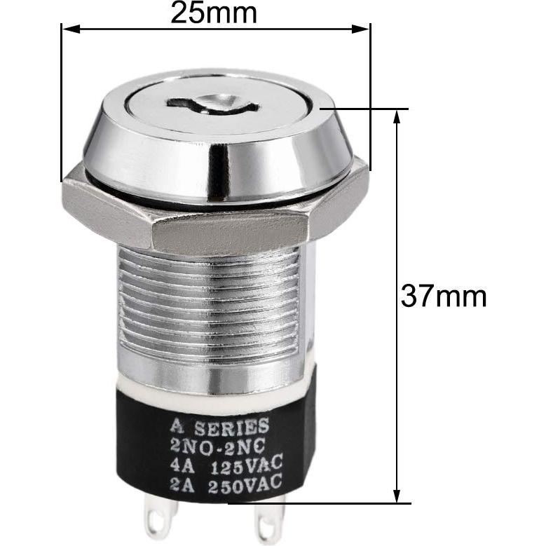 Interruptor de Botón de Bloqueo por Llave uxcell 19mm 2 Posiciones