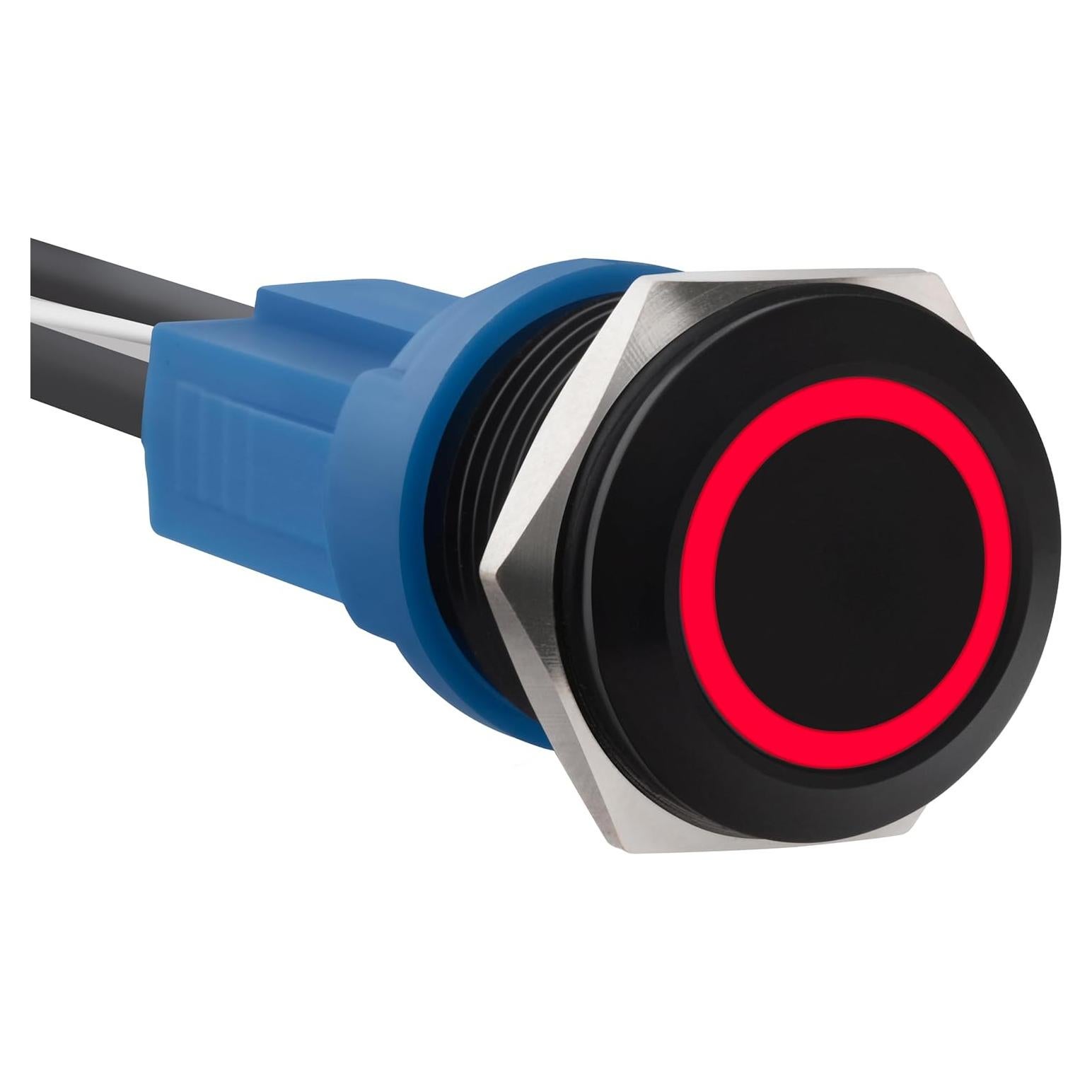 Interruptor pulsador LED 12-24V CC 20A Rojo 16mm IP67