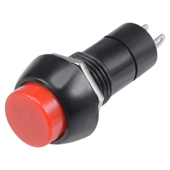 Interruptor de Botón de Presión Rojo uxcell 12mm Auto-Bloqueo SPST