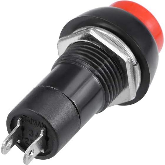 Interruptor de Botón de Presión Rojo uxcell 12mm Auto-Bloqueo SPST