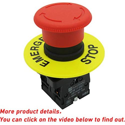 Interruptor de Parada de Emergencia Rojo mxuteuk 2Pcs 10A