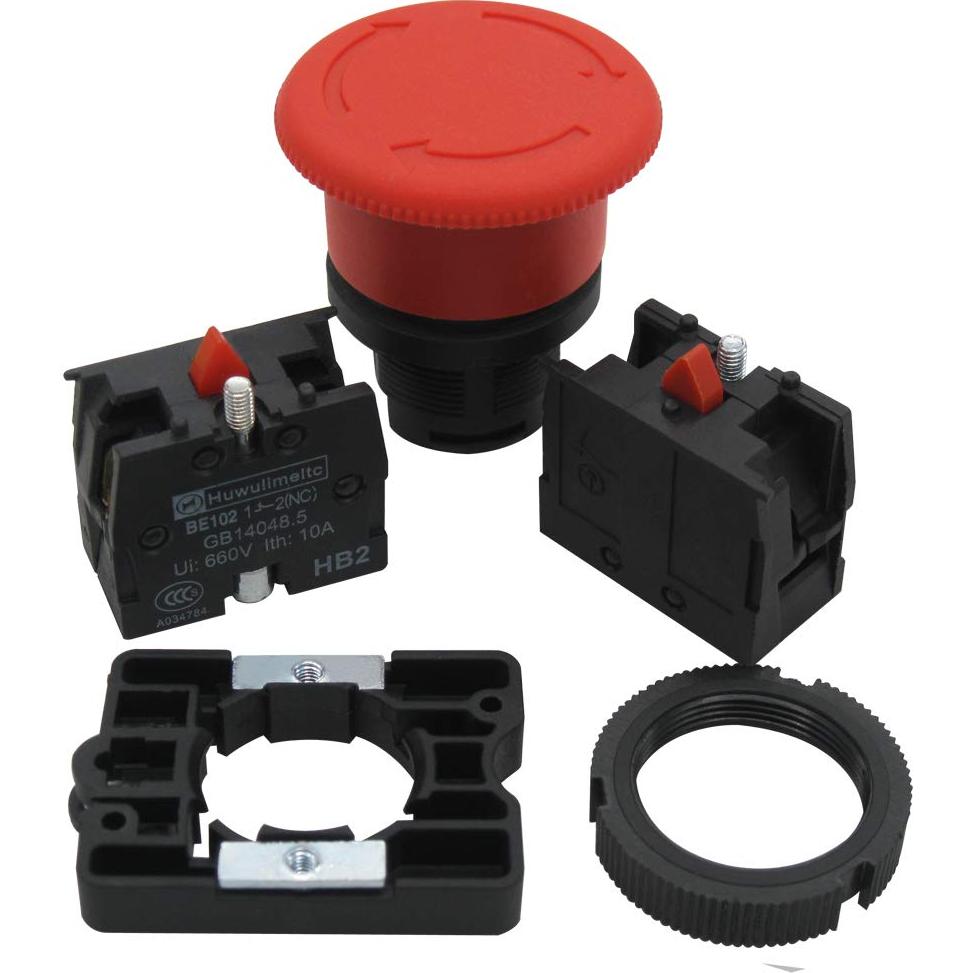 Interruptor de Parada de Emergencia Rojo mxuteuk 2Pcs 10A