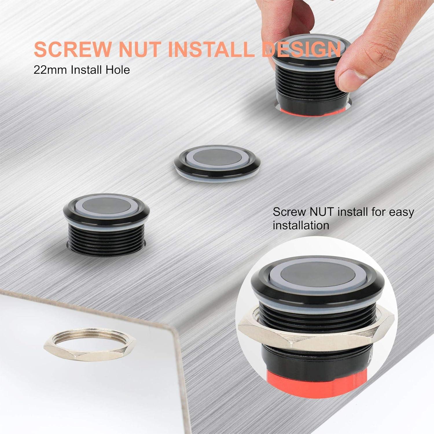 Interruptor de Botón de Presión APIELE 10A 12V LED Impermeable