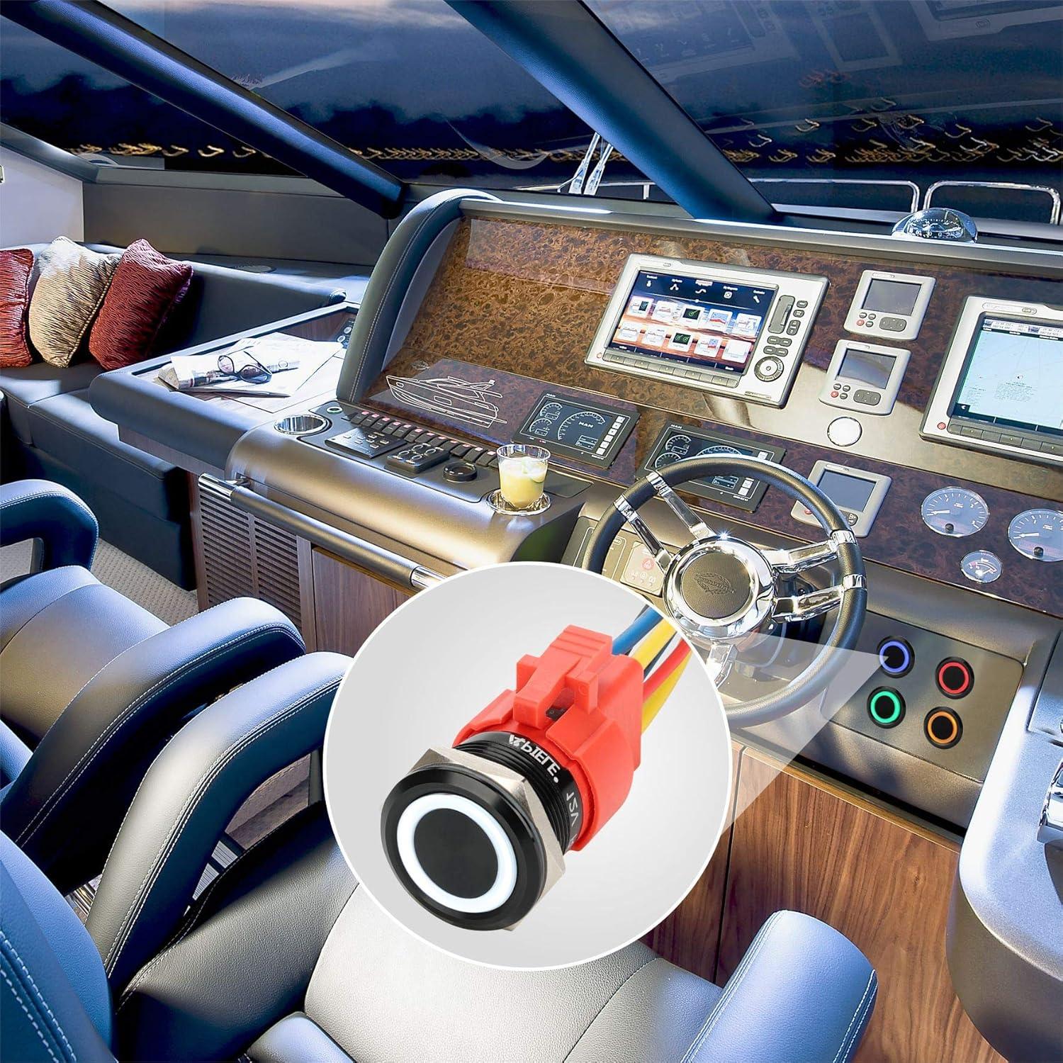 Interruptor de Botón de Presión APIELE 10A 12V LED Impermeable