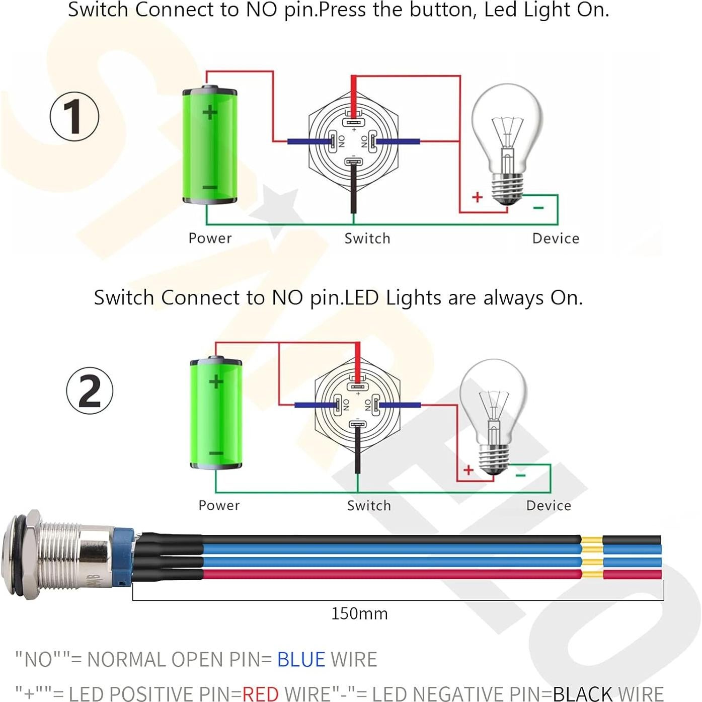 Interruptor Momentáneo LED 12mm STARELO 5pcs Carcasa Plateada