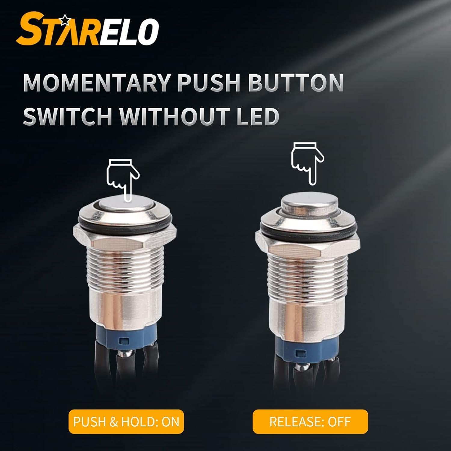 Interruptor Momentáneo LED 12mm STARELO 5pcs Carcasa Plateada