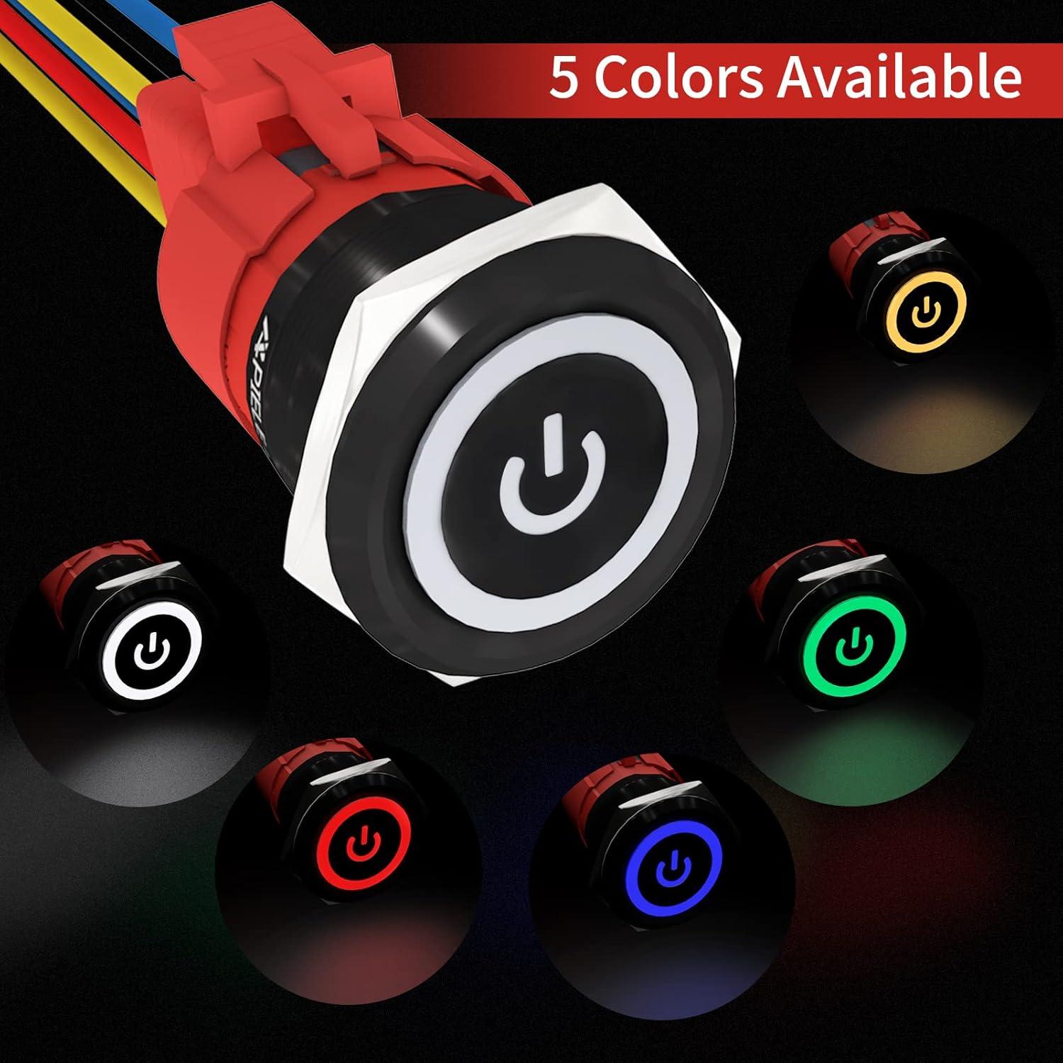 Interruptor Pulsador Metal 22mm APIELE 12V 10A IP65 Negro-Rojo