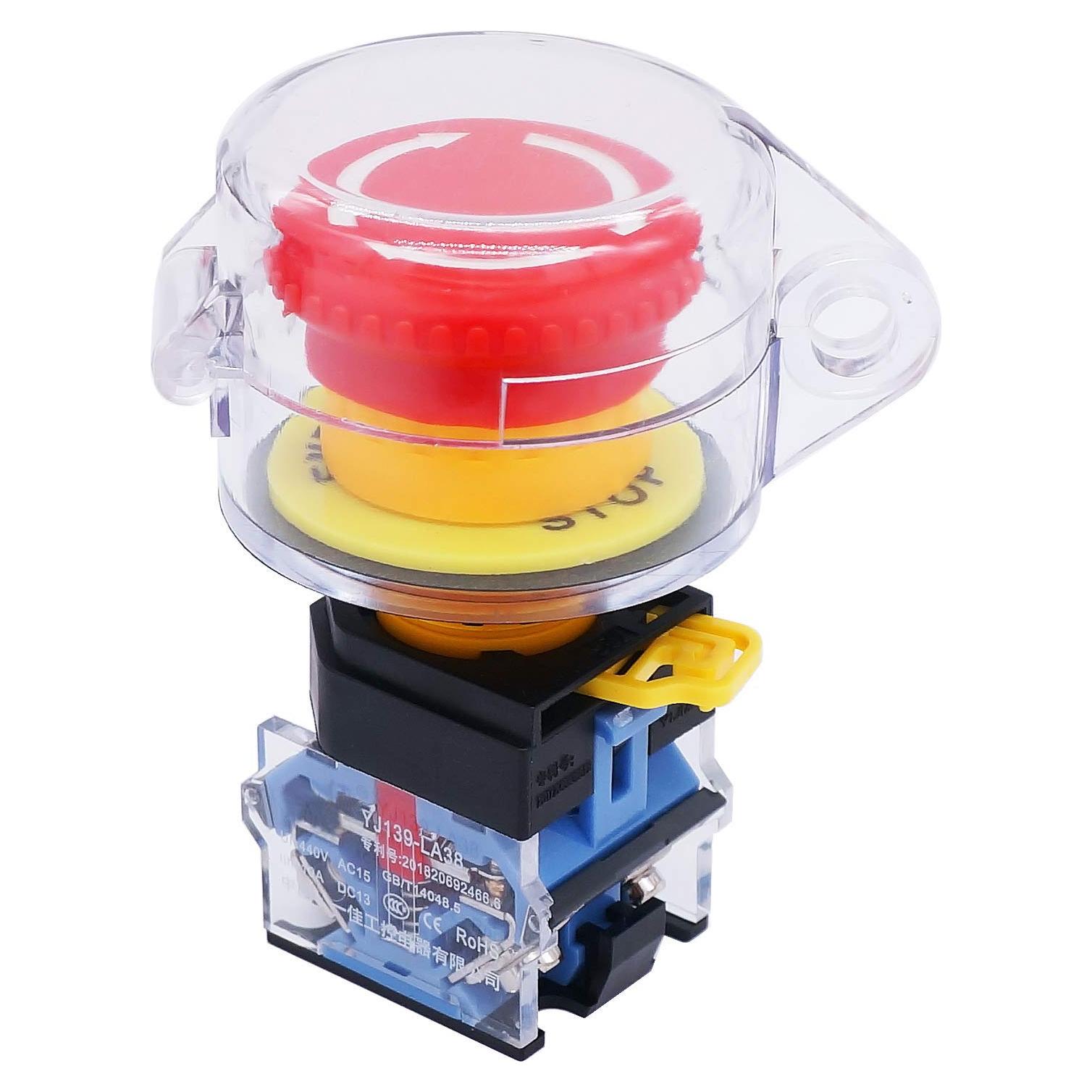 Interruptor de Botón de Parada de Emergencia TWTADE 22mm 10A 440V