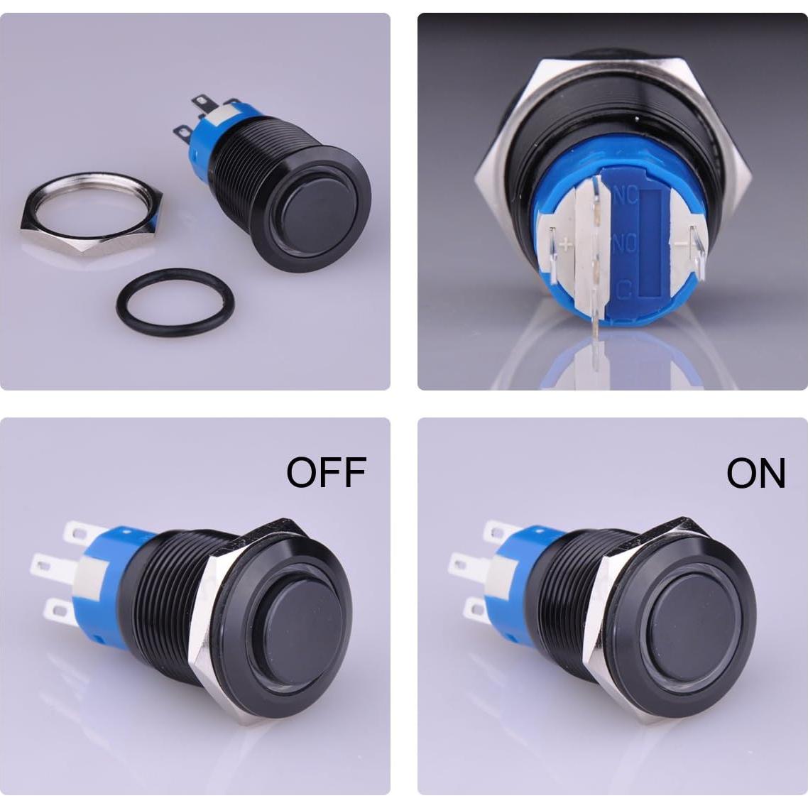 Interruptor Latching Ulincos U19C2 19mm Metal LED Azul