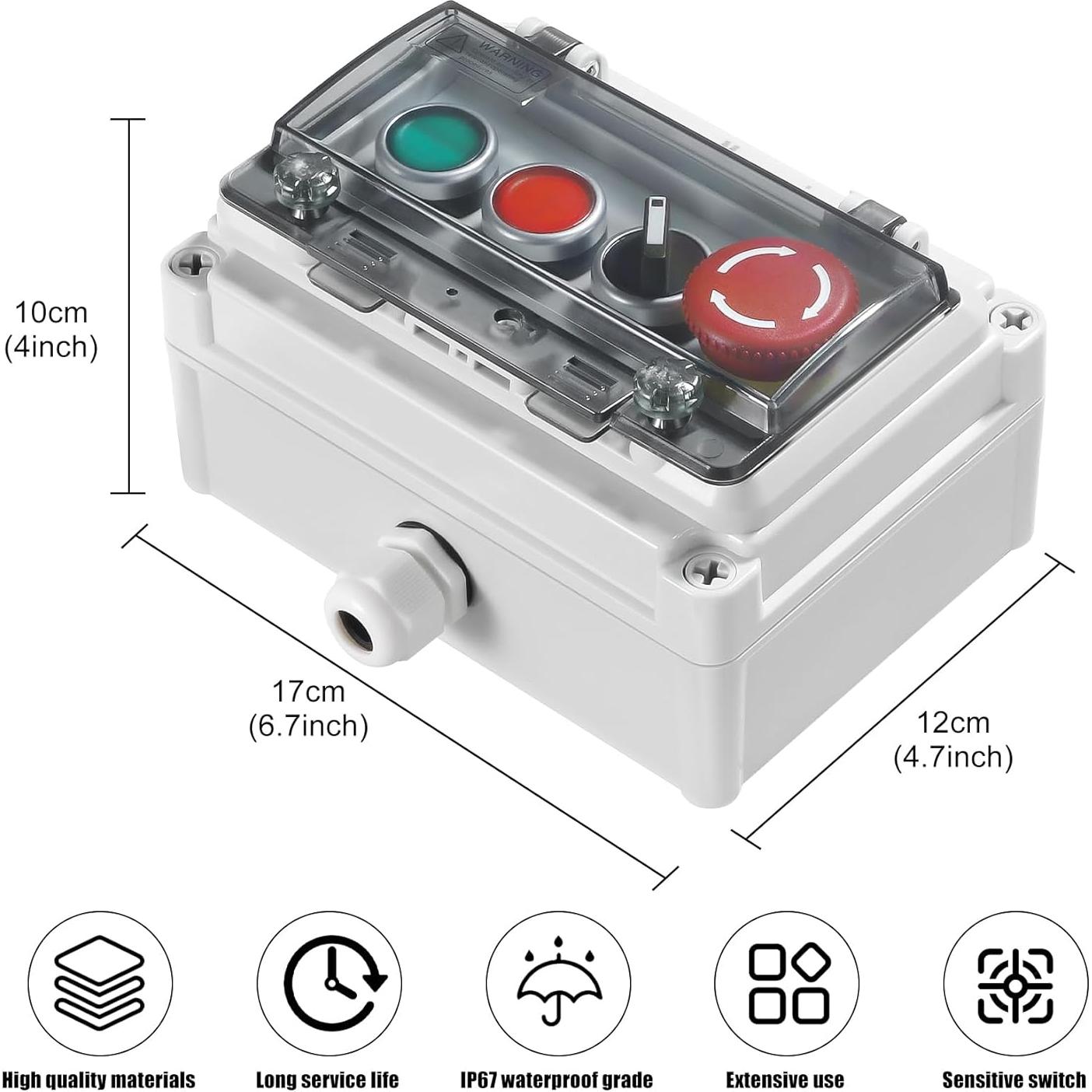 Caja de Interruptor IP67 Manesi con Botones Rojo y Verde
