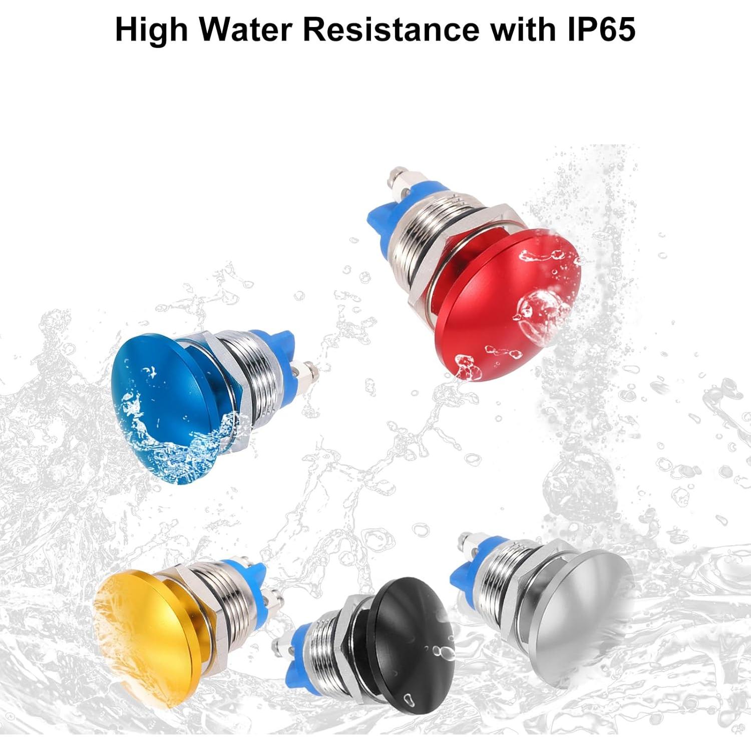 Interruptor de Botón de Cabeza de Hongo MECCANIXITY 10A 22mm Plata IP65