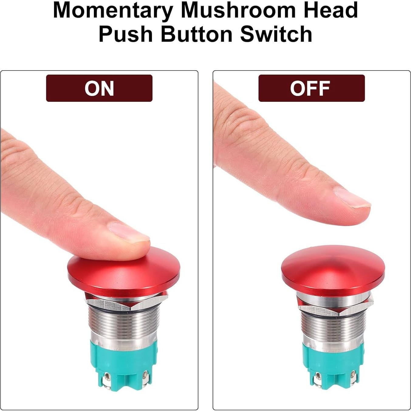 Interruptor de Botón de Cabeza de Hongo MECCANIXITY 10A 22mm Plata IP65