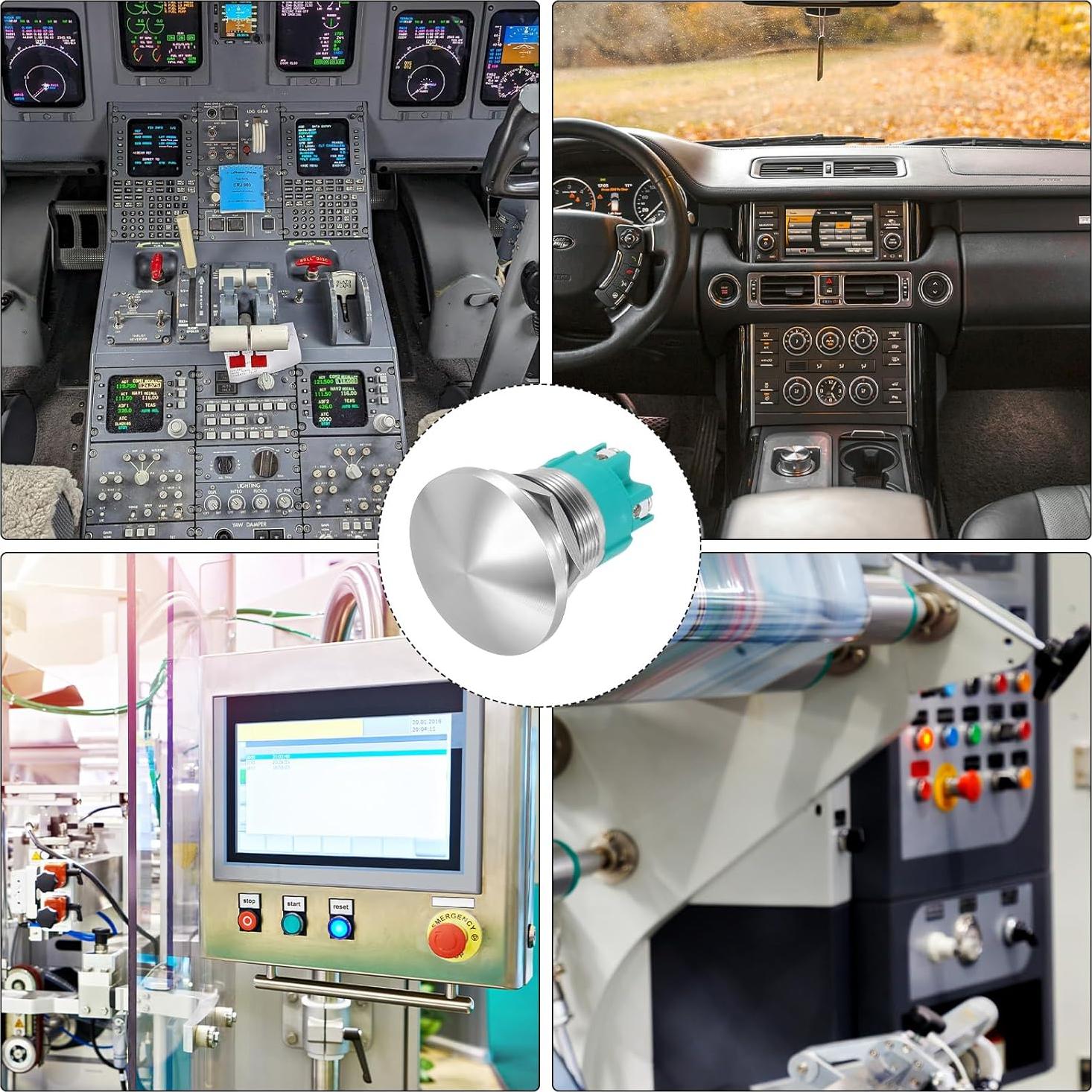 Interruptor de Botón de Cabeza de Hongo MECCANIXITY 10A 22mm Plata IP65