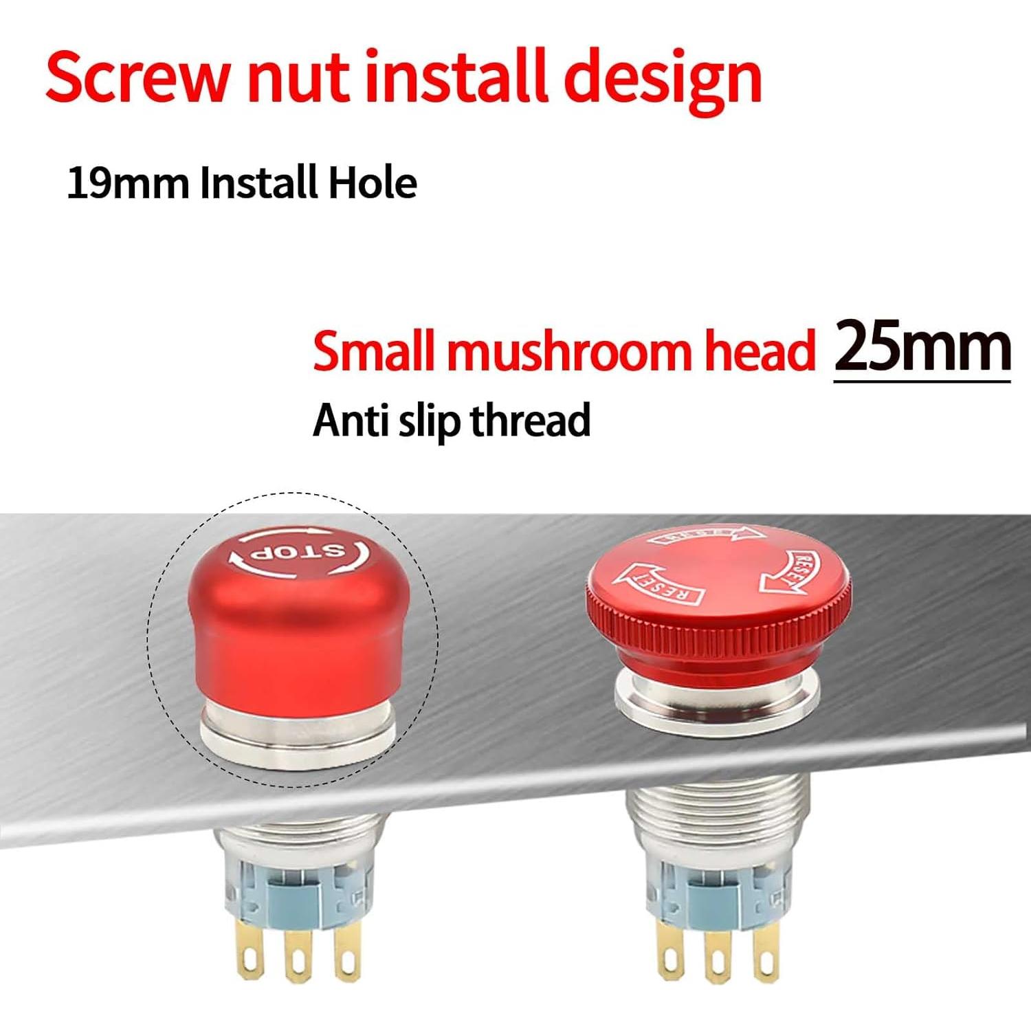 Interruptor de Parada de Emergencia 19mm ZJWZJH 5A SPDT