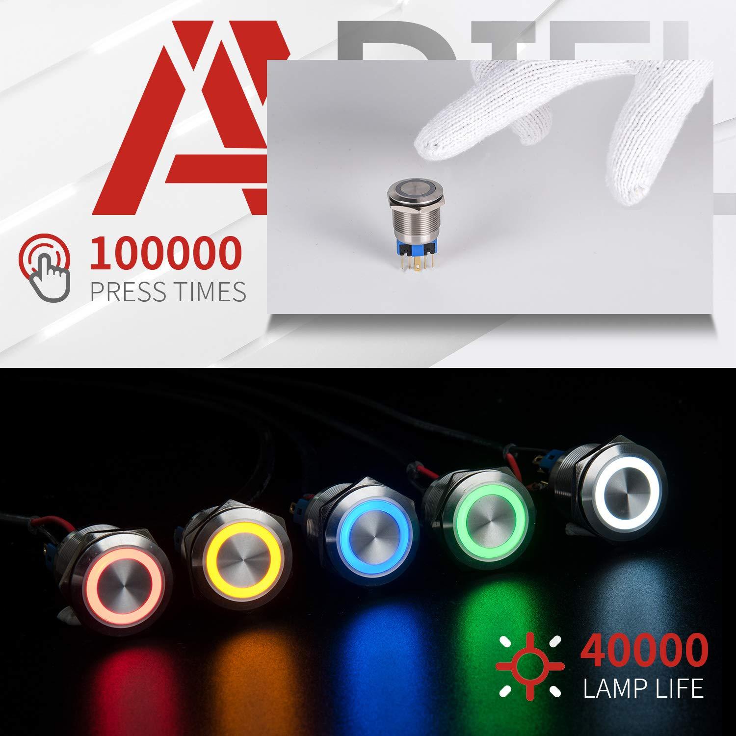 Interruptor de Botón de Presión APIELE 22mm Rojo IP65