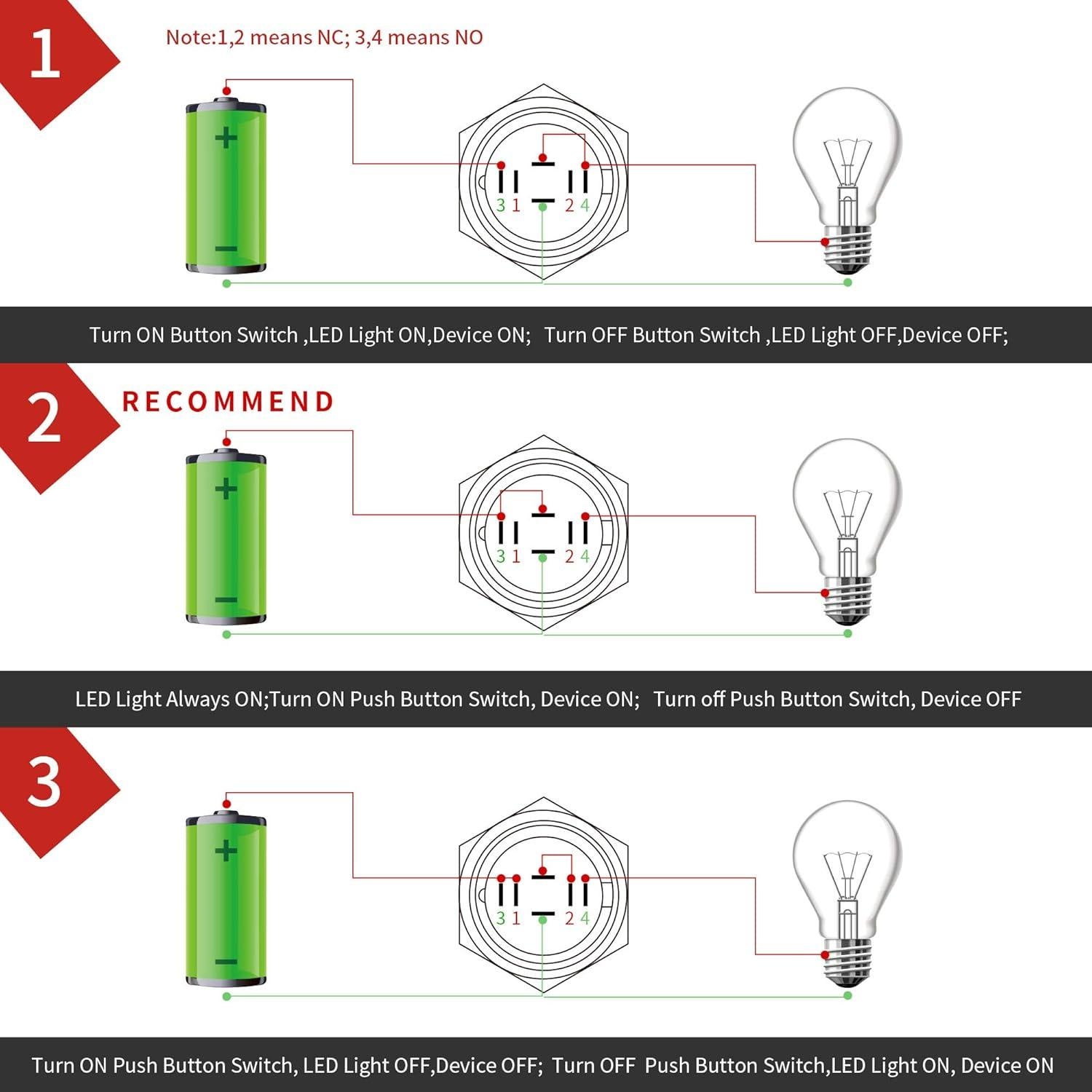 Interruptor de Botón de Presión APIELE 22mm Rojo IP65