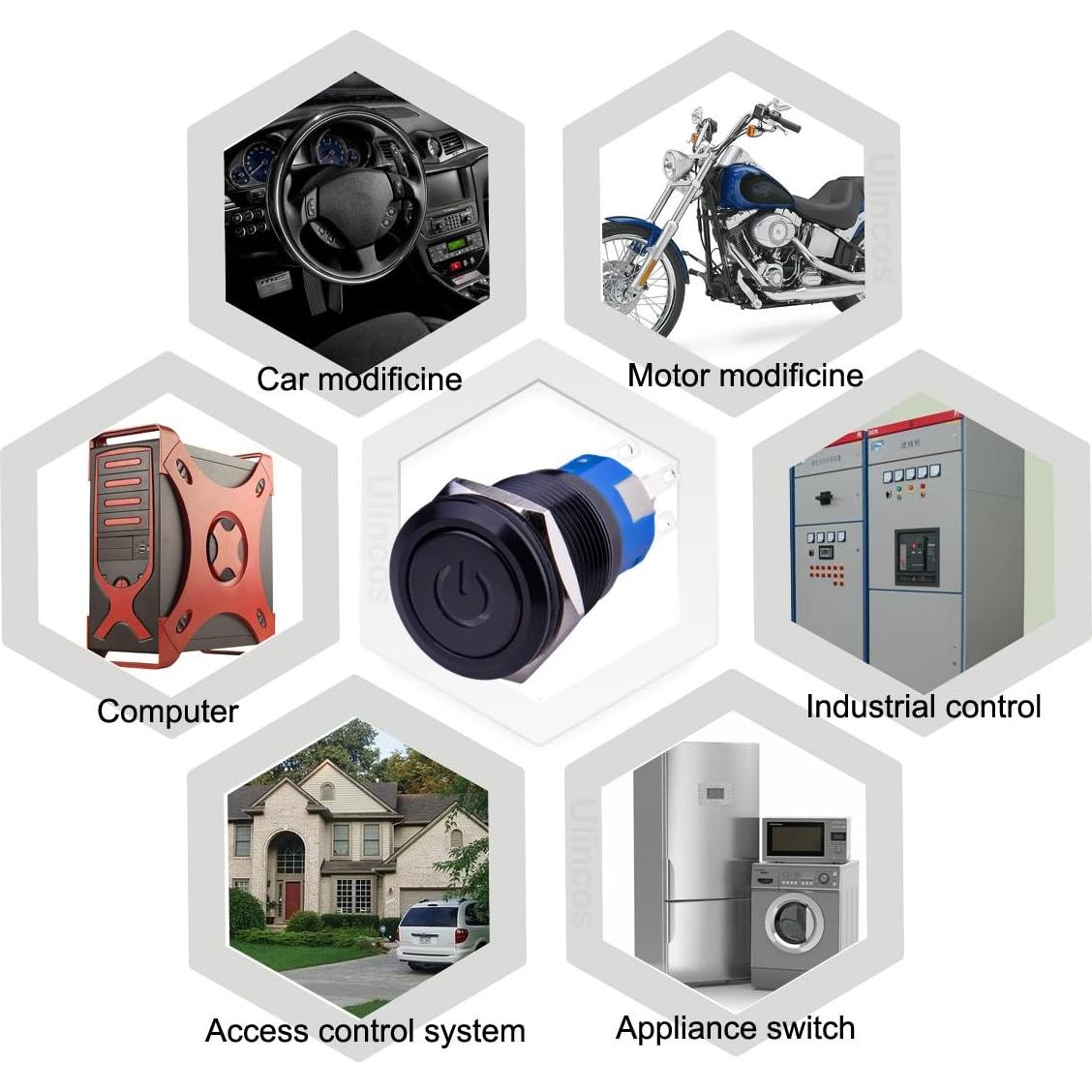 Interruptor Latching Ulincos U19C1 19mm Metal LED Verde