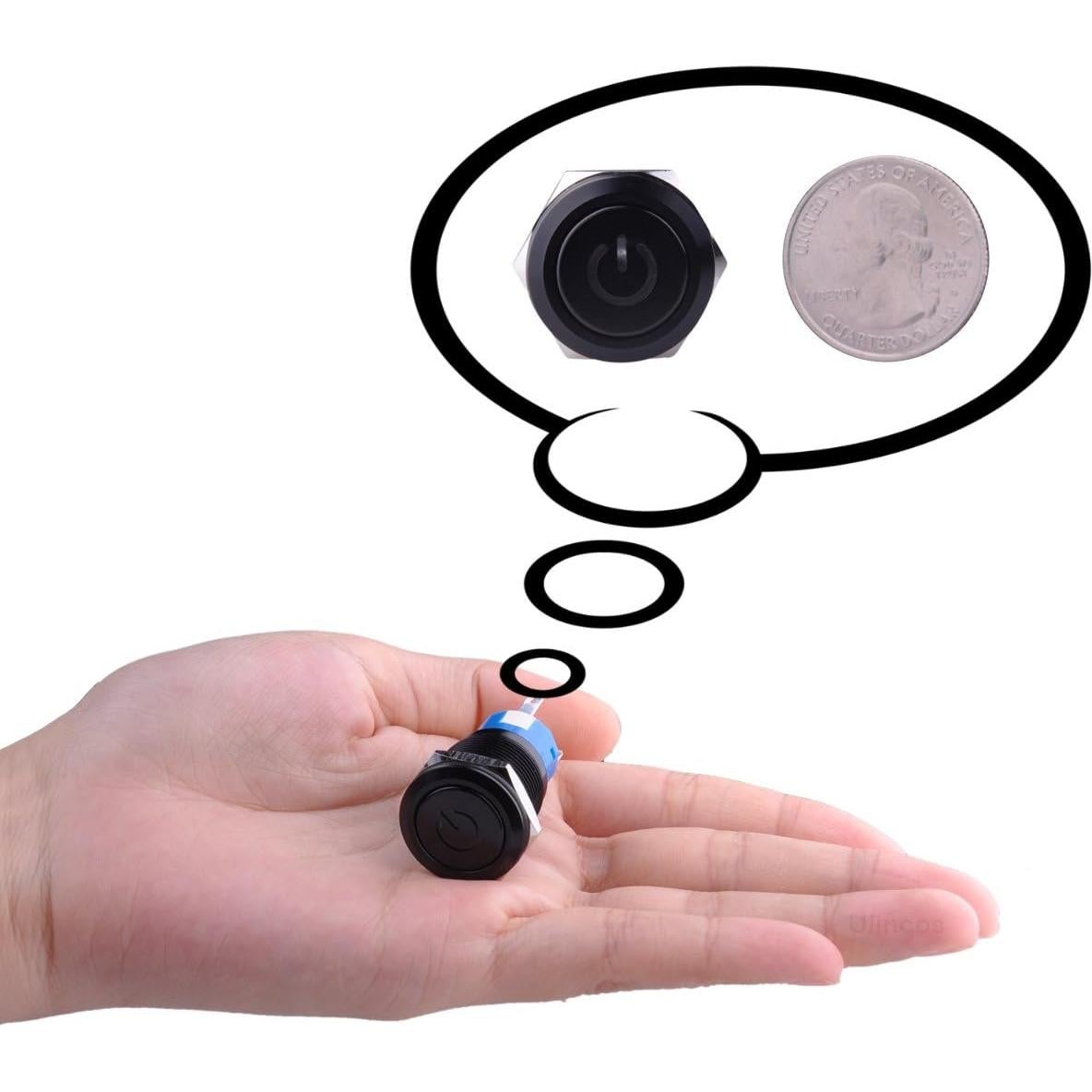 Interruptor Latching Ulincos U19C1 19mm Metal LED Verde