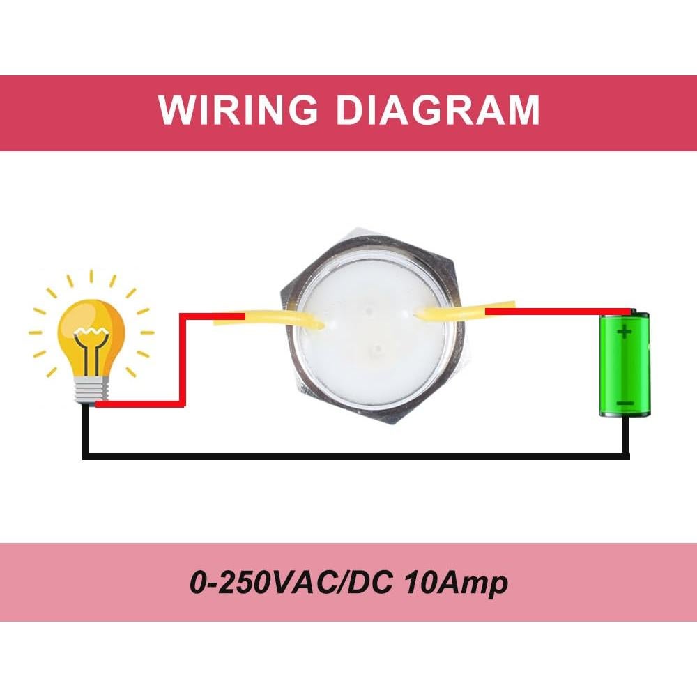 Interruptor pulsador metálico 16mm DMWD IP67 10A 12V-24V